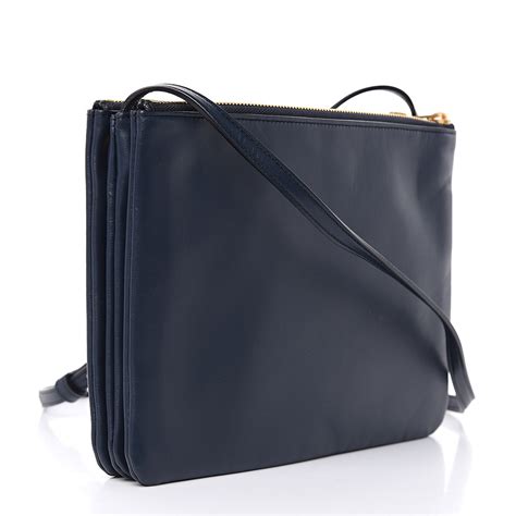 celine lambskin small trio crossbody bag dark blue|WOMEN'S LUXURY BLUE CROSS BODY BAGS .